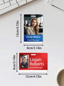 Custom Photo & Text ID Badge, Personalized Employee Name Tag, Customizable Office ID Card, Custom Work Badge For Office, Event, Staff Identification. - Multicolor - View 8