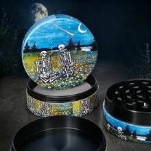 New Romantic Skull Oil Painting Texture Pattern Style Grinder, 50MM-4 Layer Zinc Alloy Metal Grinder, Creative Niche Grinder Suitable For Hand-Rolled Smokers! Holiday Gift! Valentine's Gift! - View 2