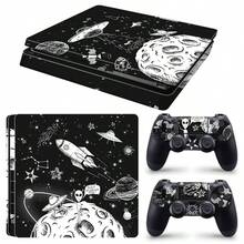 1 Set Printed Pattern Skin Stickers Compatible With PS4 Slim Game Console, Waterproof Scratch-Resistant Controller Personalized Decoration Protective Film - View 1
