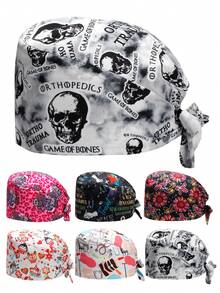 1pc Polyester Dental/Medical Tooth Print Stretchy Cap, Adjustable Pediatric Clinic Nursing Hat For Men & Women - Multicolor - View 13