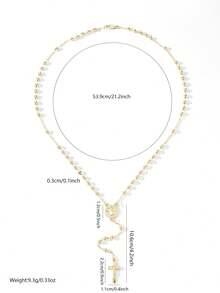 1pc Virgin Mary Rosary Religious Necklace, Religious Necklace, Suitable For Daily, Holiday And Occasion Wear, Decoration, Gift, Prayer - Yellow Gold - View 2