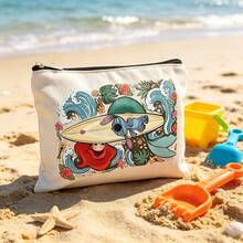 Disney 1個新款迪士尼系列印花學校文具用品，大容量文具收納袋鉛筆盒，可愛卡通公主、史迪奇、冰雪奇緣、汽車、恐龍、小熊維尼圖案插畫文具鉛筆盒，這款多功能鉛筆盒可用作手提包、盥洗包、鉛筆盒或禮品袋。它是送給母親、好友、老師的完美禮物，戶外旅行和購物的首選 - H - 查看 3