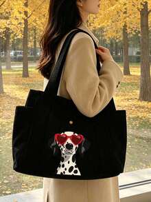 Dalmatian Print Handbag, Women's Choice - Large Capacity, Multi-Pocket Shoulder Bag, Suitable For Work, School, Travel And Shopping | Foldable And Lightweight. - Multicolor - View 5
