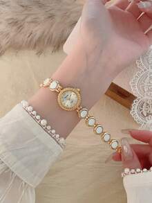 1pc Women's Round Quartz Watch - Exquisite, Elegant And Artistic Design, Suitable For Daily Wear, Gifting, Parties And Casual Gatherings - Gold - View 7