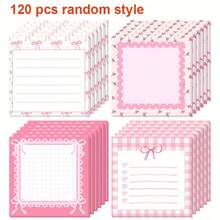 120 piezas Notas adhesivas con patrón de lazo, blocs de notas, adecuados para uso en oficina y estudio, rosa lindo, regalo para familiares y amigos, patrón aleatorio - Multicolor - Ver 7