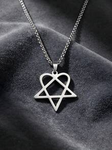 1pc Casual Fashion Minimalist Style Men's Five-Pointed Star Pendant Necklace, Classic Stainless Steel Amulet Clothing Jewelry Charm, Suitable For Men's Daily Wear, Ideal Holiday Gift - Silver - View 2