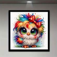 1 pieza, Pintura de Diamante 5D de Búho Lindo, Animal de Dibujos Animados Colorido, Pintura Decorativa DIY Hecha a Mano con Pedrería - Ver 3