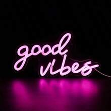 1個 Good Vibes LED 霓虹燈 綠色霓虹燈 剪影壁燈 遊戲室裝飾 家居裝飾 生日禮物 壁飾 壁燈 卡通夜燈 壁畫 男友生日禮物 聖誕 5V USB 供電 附內線開關 - 黃色 - 查看 4