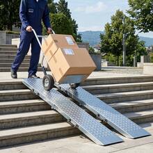 COSTWAY Folding Loading Ramps, 400 KG Capacity 2-Pack Multi-Use Ramps With Handles For Pickup Truck & Trailer, For Loading Motorcycle, ATV, Lawn Mower, Tractor & Small Vehicles, 180 X 22.5 Cm - Silver - View 1