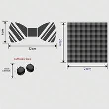 Gold Vintage Floral Design Men's Bow Tie, Pocket Square & Cufflinks 3-Piece Set, Perfect For Tuxedo And Formal Wear, Suitable For Formal Dinner, Wedding - Color Mixing - View 3