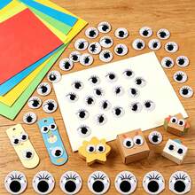 Self-Adhesive Black Googly Eyes With Eyelashes, Plastic Sticky Craft Eye Accessories, Suitable For Scrapbooking, Tissue Paper And Various DIY Creative Projects - 210件 - 查看 1
