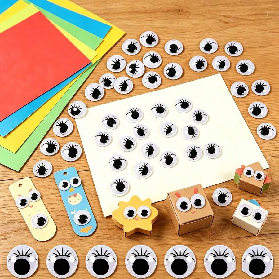Self-Adhesive Black Googly Eyes With Eyelashes, Plastic Sticky Craft Eye Accessories, Suitable For Scrapbooking, Tissue Paper And Various DIY Creative Projects - 210件 - 查看 1