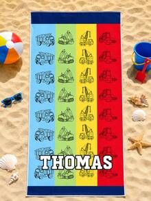 Personalized Children's Beach Towel With Customizable Name, Perfect Summer Birthday Gift, Suitable For Various Summer Occasions. Beach Towel And Accessories, Suitable For Beach, Swimming Pool, Travel, Camping, Yoga And Other Scenes. - Multicolor - View 6