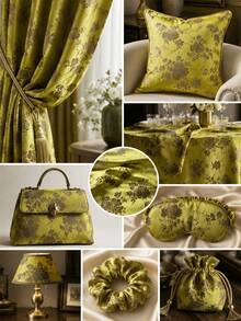 A Piece Of Brocade Silk Fabric With Floral Patterns, A High-Quality Material Suitable For Handcrafting. - Multicolor - View 9