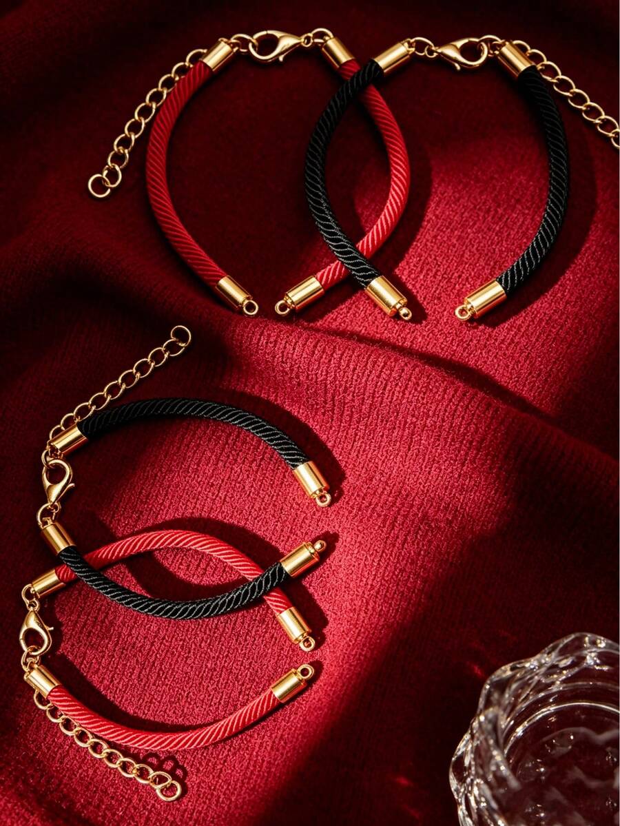 2件套304不锈钢镀18K金手链连接器,带可调节绳端盖、龙虾扣和延长链,DIY手工手链制作配件 - 連接環 - 查看 1