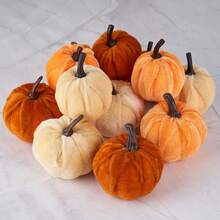 12pcs Artificial Velvet Foam Pumpkin Decor, Autumn Home Farmhouse Harvest Thanksgiving Decoration - Multicolor - View 5