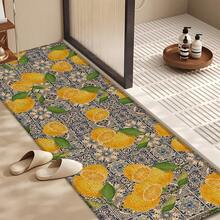 1pc, Home Decor, Lemon Pattern Print, Linen Kitchen Rug, Kitchen Mat, Floor Mat, Bathroom Mat, Door Mat, 3D Print Rectangular, Suitable For Living Room, Bedroom, Hallway, Bathroom, Laundry Room - Polyester Rug, Suitable For Indoor And Outdoor Home Decor - Multicolor - View 3