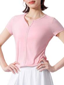 CAMEL CROWN Women's Outdoor Sports T-Shirt, Quick-Drying Breathable Running & Fitness Wear - Youthful Pink - View 3
