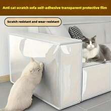 1pc Cat Scratch Mat Furniture Protector - Couch Protector From Cat Claws, Plastic Cover Adhesive Clear Flexible Sofa Guard, Single Side Sticky Deterrent Training Tape - Easy To Apply,Cat Accessories 17.8 In * 111.8 In - 45 cm X 300 cm - View 4