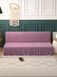 Solid Color Skirt Style Sofa Bed Cover, Polyester Fiber Elastic All Inclusive Sofa Cover, Suitable For Armless Sofa Cover, Simple And Modern, Suitable For All Seasons - Purple - View 10