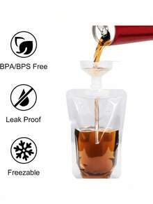 Bolsa de bebida oculta embotellada, bolsa de jugo/bebida reutilizable, bolsa de agua portátil transparente a prueba de fugas para apretar, incluye embudo, bolsa de líquido recargable, bolsa de sangre falsa, contenedor de bolsa diseñado para dispensar líquidos - Multicolor - Ver 10