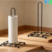 Modern Minimalist Metal Paper Towel Stand, Utensil Motif Decorative Base, Lightweight Yet Sturdy Freestanding Design For Easy Movement & Kitchen Countertop Organization - Multicolor - View 2