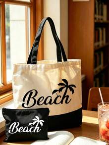 Bolso tote grande para mujer con estampado "Beach" - Esencial de verano. Bolso de playa de gran capacidad, bolso multifuncional, bolso de hombro portátil y de moda, bolsa de aseo de viaje, bolsa de maquillaje, bolsa de almacenamiento de trajes de baño, adecuado para oficina, playa, vacaciones, compras, fiesta, escuela, adecuado como recuerdo de viaje, regalo del Día del Maestro, regalo de vuelta a la escuela, regalo de fiesta, regalo de vacaciones - Multicolor - Ver 10