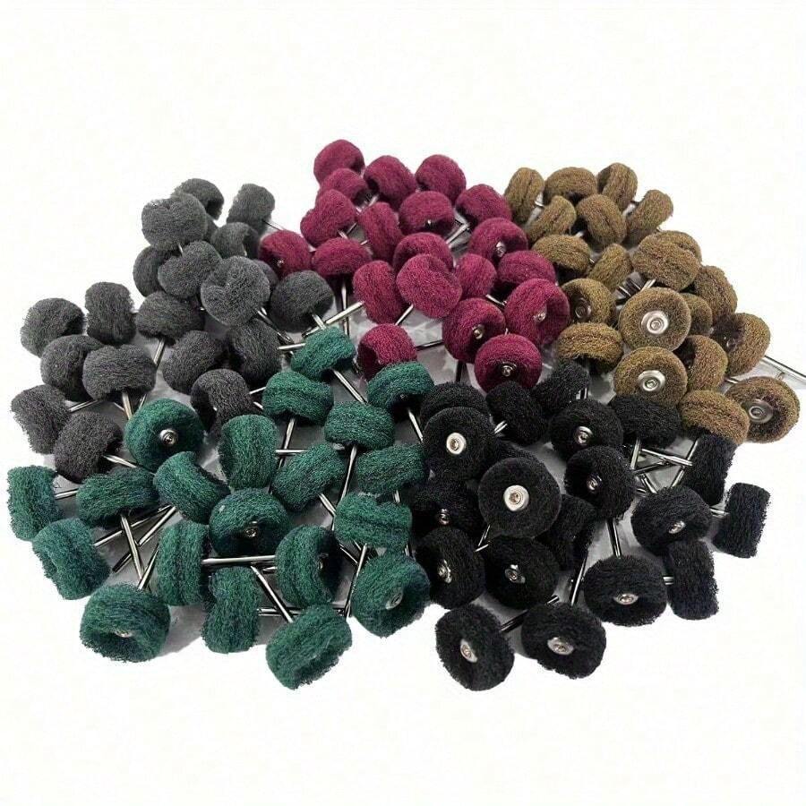100Pcs Buffing Wheel Abrasive Polishing Deburring Wheels Metal Polishing Kit Rotary Tool Accessories For Metal Polishing, Rusting Cleaning, Paint Removal, And Other Fine Detail Work - Multcolour - View 1