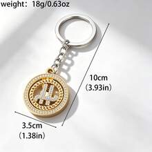 1pc Rotating Rial Symbol Keychain, Zinc Alloy Material, Inlaid With Luxurious High-End Rhinestones, Rotating Key Pendant And Elegant Daily Accessory - Yellow Gold - View 2