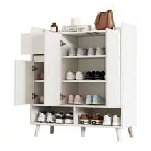 Chest Of Drawers/Sideboard/Shoe Cabinet With Adjustable Shelves – Minimalist Storage Unit With Solid Wood Legs – Dimensions: H 99 Cm X W 90 Cm X D 35 Cm - White - View 6