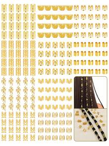 240pcs Braided Hair Accessories Headbands, Multiple Styles Adjustable Hair Rings Beads, Braided Dreadlock Hair Accessories For Girls - Gold - View 7