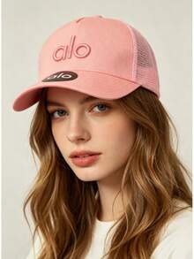 ALO 2026 New Letter Baseball Cap, Adjustable Dad Hat, Breathable Sun Protection, Outdoor Sports, Multi-Color  Fashion Hat Breathable Baseball Cap, Sun Protection Outdoor Sports Hat, Multi-Color Summer Cap - Pink - View 4