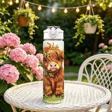 1pc/5pcs 750ml Bohemian Highland Cow Floral Print Water Bottle - Reusable Travel Cup, Portable Sports Water Bottle, Leak-Proof Travel Cup, Fashionable Daily Drinking Bottle, Cute Animal And Wildflower Pattern Cute Style Farm Ranch Iced Coffee - Brown-bohemian Highland Cattle - View 15