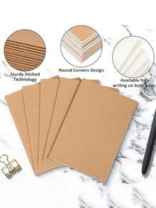 12pcs Kraft Paper Notebooks, Bulk Small Mini Notebooks, Travel Journals, Suitable For Students, School, Office Writing, Classroom Projects, 5.12 X 3.54 Inch Quick Note Books, Diary Recording (Brown Cover, Unlined Blank) - Multicolor - View 8