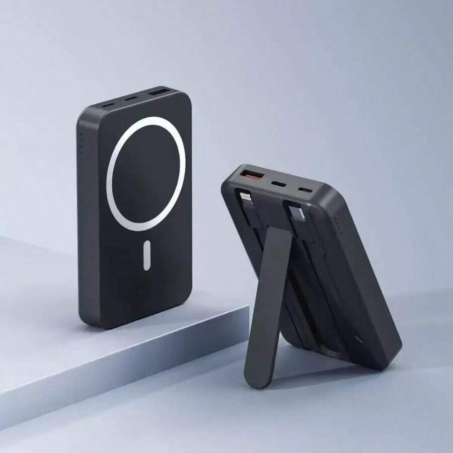 Power Bank Magnético 10000mAh, Accesorio Portátil para Smartphone - NERGO-10000mAH(Modelo de doble uso con soporte) - Ver 1