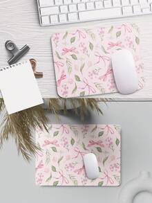 Girl Style Watercolor Pink Bow Floral Oversized Gaming Mouse Pad, Wildflower Tulip Leaf Print XXL Desk Mat, White Background Romantic Plant Non-Slip Rubber Keyboard Pad, Girl Office Desk Decor - View 7