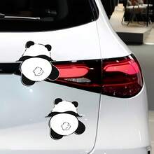 Calcomanías de vinilo planas 2D con patrón de panda lindo, impermeables y autoadhesivas para ventanas de automóviles - A - Ver 2