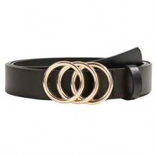 2pcs 3-Circle Buckle Fashion Decorative Versatile Daily Use Women's Belt Set - Multicolor - View 13
