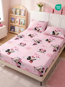 Disney 1件裝迪士尼卡通印花貼身床單（不含枕套），親膚床墊套，可愛卡通床上用品，柔軟透氣床墊保護套，多款可選，適用於單人/雙人/加大/特大/超大床，可機洗 - 彩色 - 查看 10