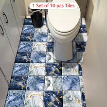 10pcs Vintage Marble Pattern Floor Stickers, Self-Adhesive PVC Tile Stickers, Suitable For Kitchen Living Room Bathroom Wall Floor Table Cabinet And Other Home Decor DIY - 10Pcs - View 8