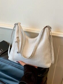 Ransel Gaya Korea Kapasitas Besar, Tas Selempang Baru, Tas Bahu Serbaguna Modis untuk Komuter - Putih - View 12