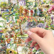 50pcs Forest Pastoral Fresh Transparent Stickers, Garden Secret Dreamy Aesthetic Decorative Phone Case & Notebook Stickers - 50 Photos Of a Hidden Garden Paradise - View 7
