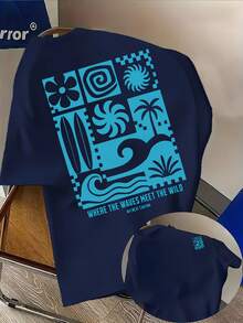 Donde ruge la marea, se encuentra la tierra de lo salvaje - camiseta casual para hombre con estampado de doble cara, cómoda y sencilla - una opción para el uso diario. - Negro - Ver 7