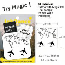 , Tatuajes Semipermanentes, Tatuajes de Viajes Wanderlust Voyager, Tatuajes Temporales Larga Duracin, Tinta Vegetal Resistente Agua, Duran 1 - 2 Semanas, Se Revela en 24h, X195 - negro azulado intenso - Ver 2
