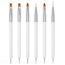 6Pcs Nail Dotting Tool Nail Art Tools Nails Brushes Gel Dotting Tools Small Paint Brush For Nails Double-Ended Gel Polish Liner Brush Kit Small Detail Brushes For DIY Manicure White - 白色 - 查看 1