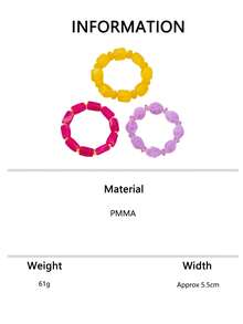 1pc/3pcs Vacation Style Glossy Jelly Acrylic Asymmetrical Texture Design Sweet Cool Girly Versatile Layered Bracelet - Multicolor - View 9