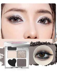 ROCK SWEET 5-Color Eye & Brow Palette - Brow Pencil, Brow Powder, Neutral Eyeshadow, Contour And Matte Highlighter, Sweat-Proof (Perfect Gift) - 06 Black Curtain Theater (Ice Point Smoky Eyes)# - View 8
