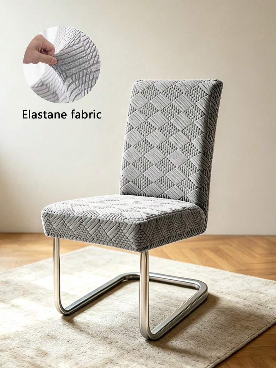 1PC,Snowflake Pattern, Solid Color, L-Shaped Chair Cover, Household Items, Nordic Modern Style, Simple And Multi-Functional, Integrated Design, Stool Cover, Chair Cover Hood, Suitable For Living Room, Dining Room And Home Decoration - Light Grey - View 1
