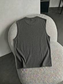 YUNTUO Men's American Street Style Brazilian Football Inspired Printed Breathable Casual Sleeveless Tank Top, Versatile Streetwear, Youthful Minimalist Campus Retro Textured Elegant Personalized Sports - Dark Grey - View 5