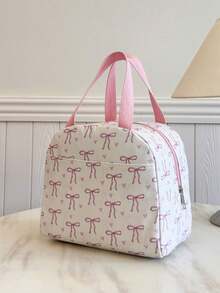 Student Portable Insulated Lunch Bag, Thickened Cute Fruit Lunch Bag With Bow And Heart Pattern - Multicolor - View 5